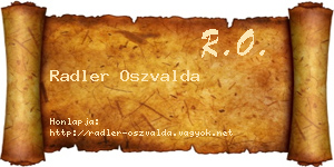 Radler Oszvalda névjegykártya